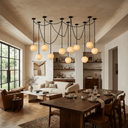 Alabaster Stone Sphere Multi-Light Chandelier