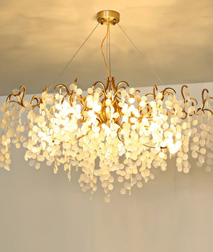 Shiro Noda Round Chandelier – Modern Brass & Glass Globe Ceiling Light for Dining Room
