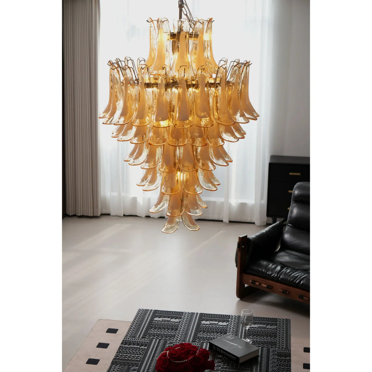 Amber Cloud Murano Glass Petals Chandelier