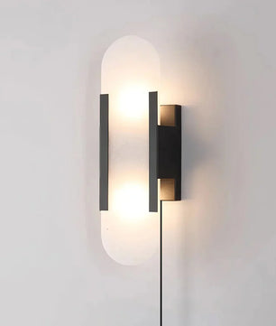 Geometric Harmony Alabaster Plug In Wall Lamp