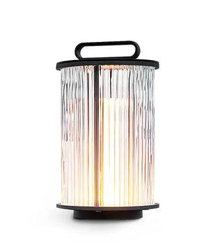 Line Glass Lantern Solar Table Lamp