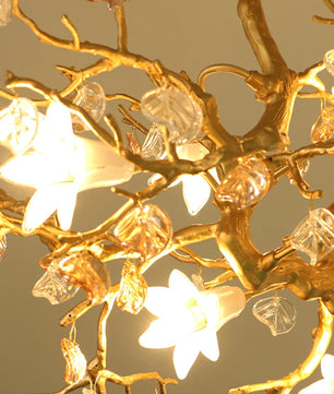 Fiori Chandelier – Modern Brass Floral Ceiling Light for Dining Room & Living Room