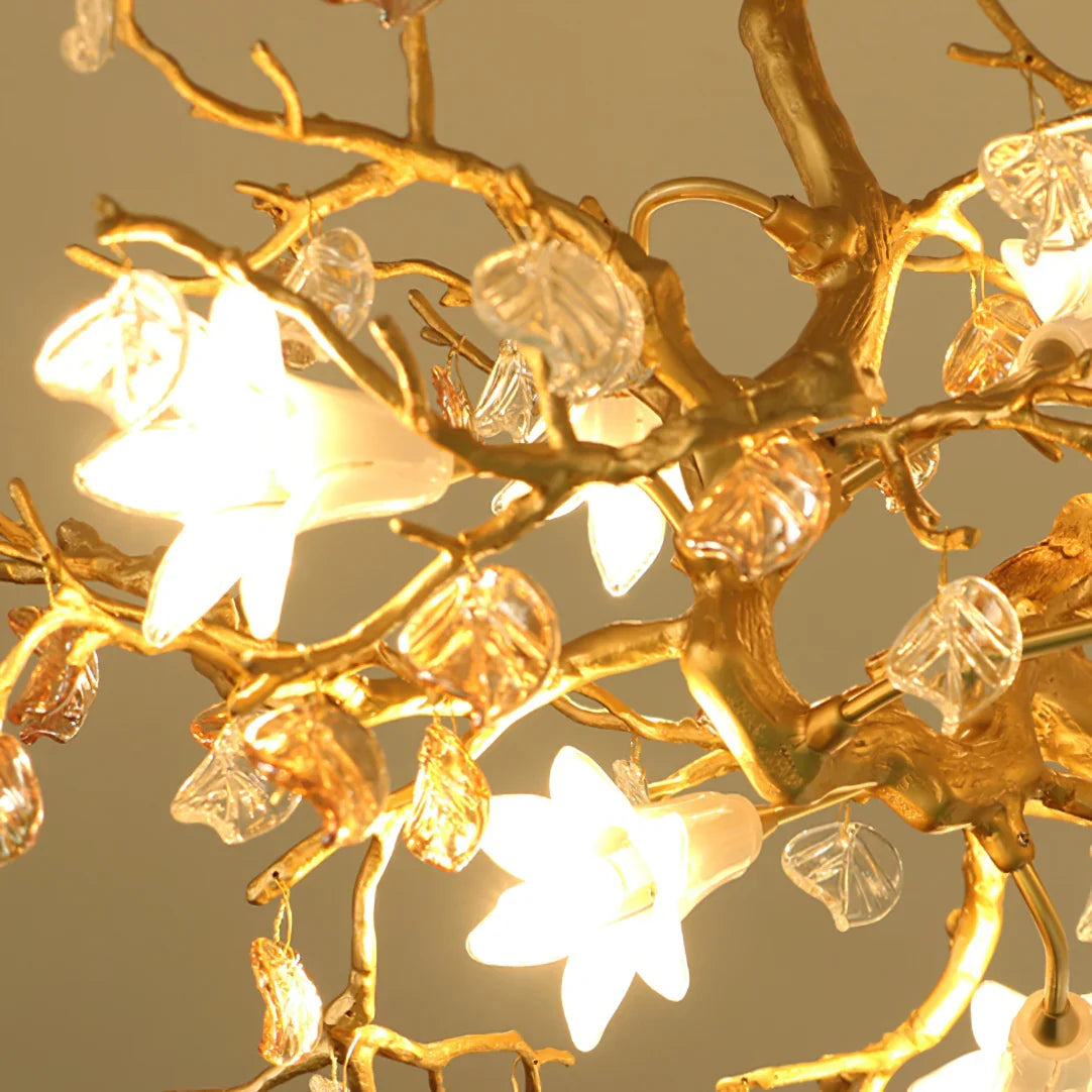 Fiori Chandelier – Modern Brass Floral Ceiling Light for Dining Room & Living Room