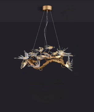 Swallow Chandelier – Modern Gold Ring LED Ceiling Light for Dining Room & Foyer