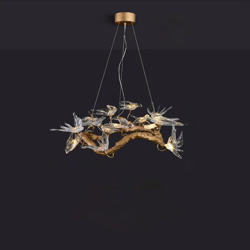 Swallow Chandelier – Modern Gold Ring LED Ceiling Light for Dining Room & Foyer