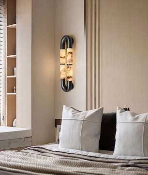 Volterra Dual-Crescent Alabaster Sconce