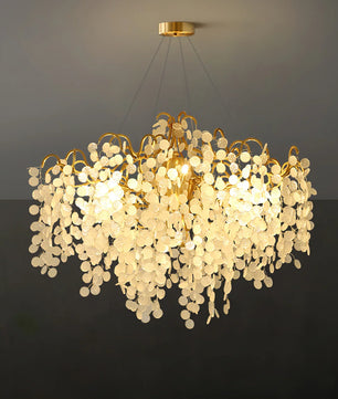 Shiro Noda Round Chandelier – Modern Brass & Glass Globe Ceiling Light for Dining Room