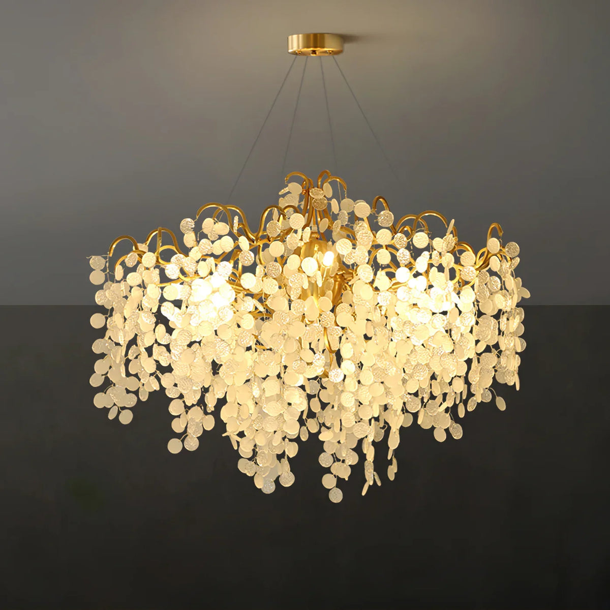 Shiro Noda Round Chandelier – Modern Brass & Glass Globe Ceiling Light for Dining Room
