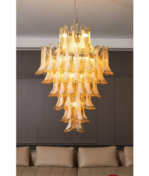 Amber Cloud Murano Glass Petals Chandelier