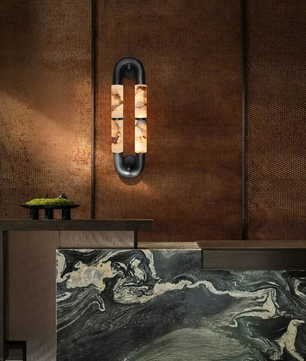Volterra Dual-Crescent Alabaster Sconce