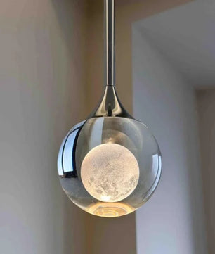 Moon Clear Glass Ball Pendant Light
