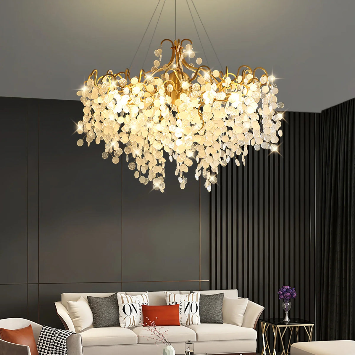 Shiro Noda Round Chandelier – Modern Brass & Glass Globe Ceiling Light for Dining Room