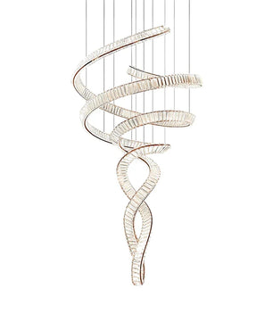 Long Spiral Crystal Chandelier – Modern Cascading Crystal Ceiling Light for Staircase & Foyer, Clear
