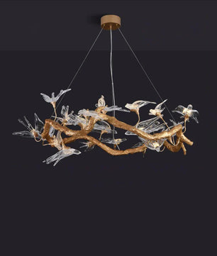Swallow Chandelier – Modern Gold Ring LED Ceiling Light for Dining Room & Foyer