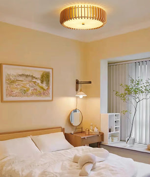 Wooden Drum Ceiling Lamp