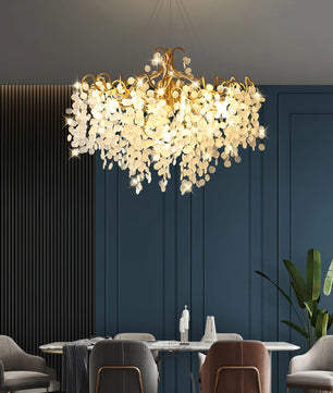 Shiro Noda Round Chandelier – Modern Brass & Glass Globe Ceiling Light for Dining Room