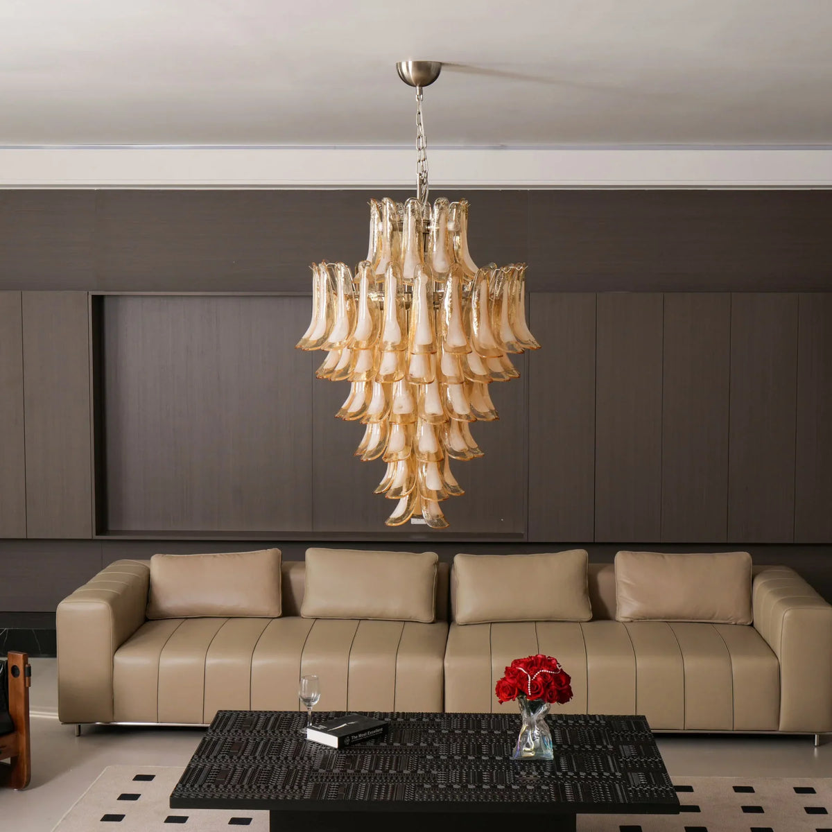 Amber Cloud Murano Glass Petals Chandelier