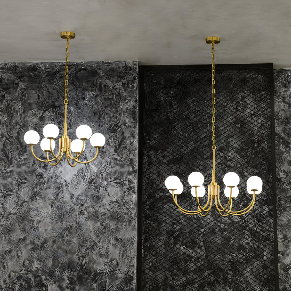 Brass & Alabaster Round Chandelier – Modern Ceiling Light for Dining Room & Foyer, 6–10 Lights