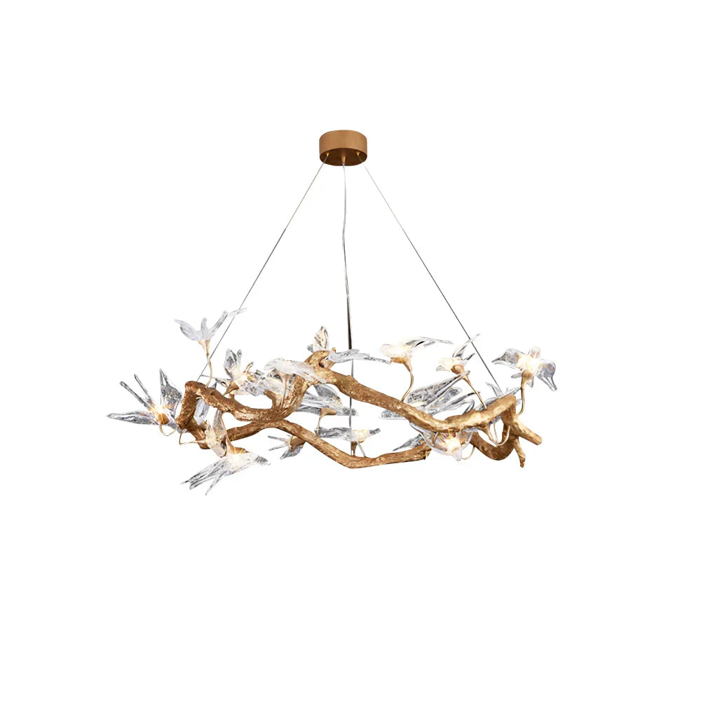 Swallow Chandelier – Modern Gold Ring LED Ceiling Light for Dining Room & Foyer