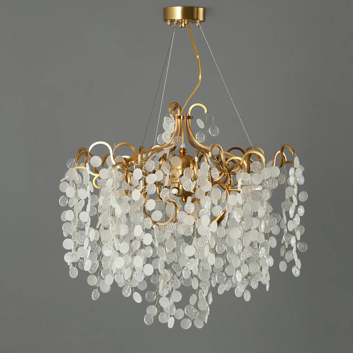 Shiro Noda Round Chandelier – Modern Brass & Glass Globe Ceiling Light for Dining Room