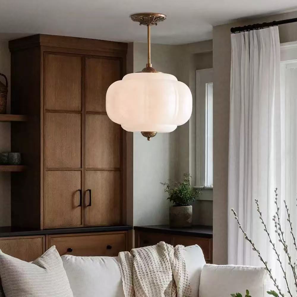 Eloise Vintage Milk Glass Pendant Light