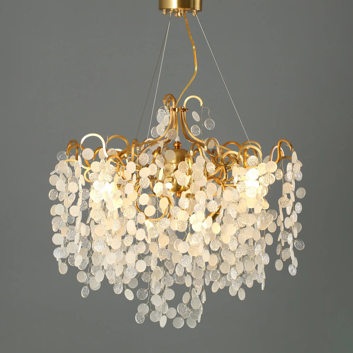 Shiro Noda Round Chandelier – Modern Brass & Glass Globe Ceiling Light for Dining Room