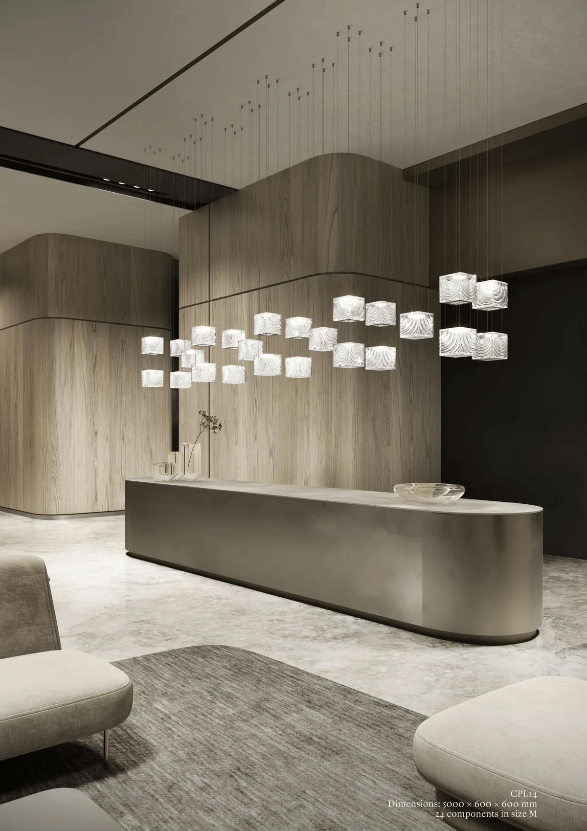 Square Multi Crystal Chandelier