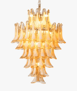Amber Cloud Murano Glass Petals Chandelier