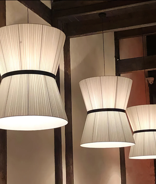 Pleated Linen Hourglass Pendant Light