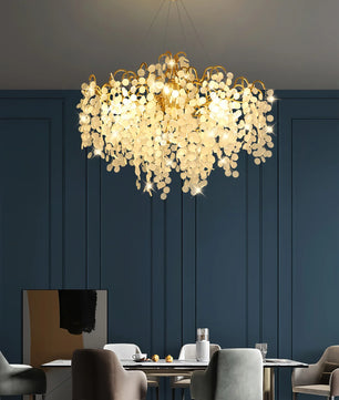 Shiro Noda Round Chandelier – Modern Brass & Glass Globe Ceiling Light for Dining Room