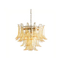 Murano Chandelier – Tiered Venetian Glass Ceiling Light for Dining Room & Foyer, White & Amber