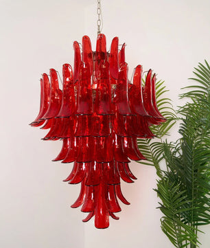 Murano Crimson Cascade Chandelier