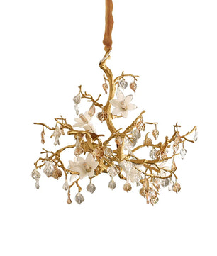 Fiori Chandelier – Modern Brass Floral Ceiling Light for Dining Room & Living Room