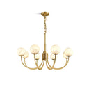 Brass & Alabaster Round Chandelier – Modern Ceiling Light for Dining Room & Foyer, 6–10 Lights