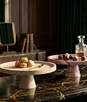 Rosso Levanto Marble Pedestal Tray