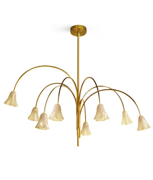 Flora Chandelier – Modern Floral Glass Ceiling Light for Dining Room, 6–8 Lights, Gold
