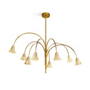 Flora Chandelier – Modern Floral Glass Ceiling Light for Dining Room, 6–8 Lights, Gold