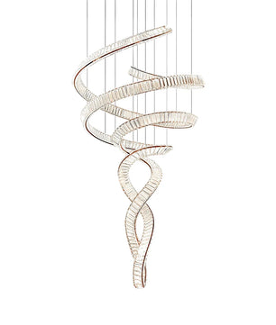 Long Spiral Crystal Chandelier – Modern Cascading Crystal Ceiling Light for Staircase & Foyer, Clear