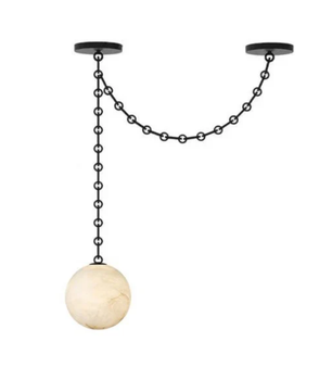 Alabaster Stone Sphere Multi-Light Chandelier