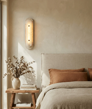 Natural Travertine & Alabaster Capsule Sconce