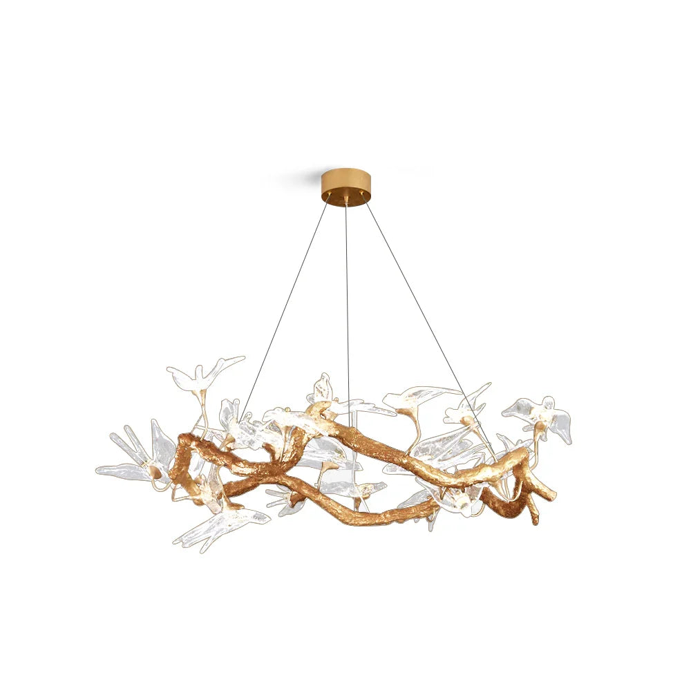 Swallow Chandelier – Modern Gold Ring LED Ceiling Light for Dining Room & Foyer