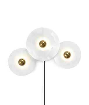 Round Alabaster Combination Plug In Wall Lamp