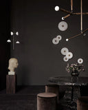 Round Alabaster Combination Wall Lamp
