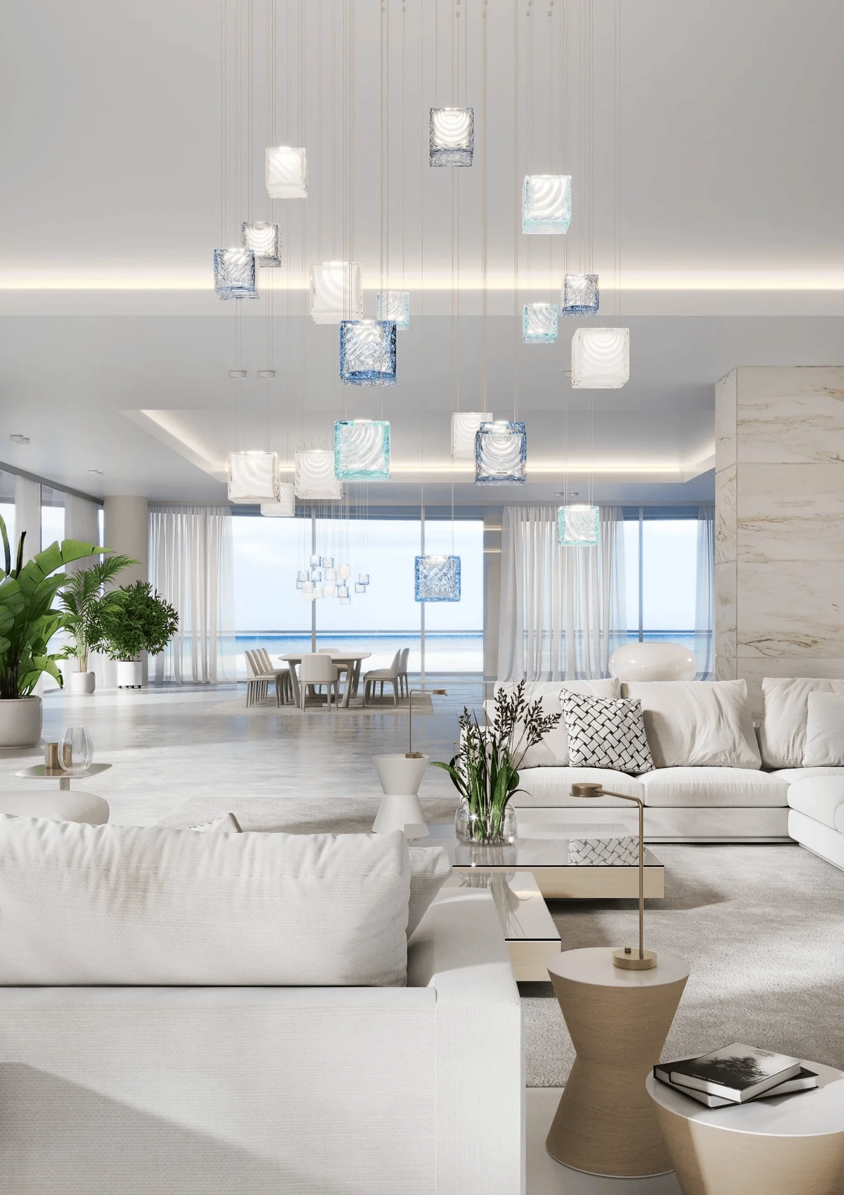 Square Multi Crystal Chandelier