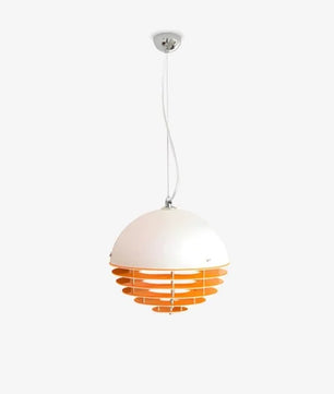 Sunset Bauhaus Pendant Light – Modern Glass & Acrylic Globe Ceiling Light for Living Room, Bedroom & Dining, Orange & White