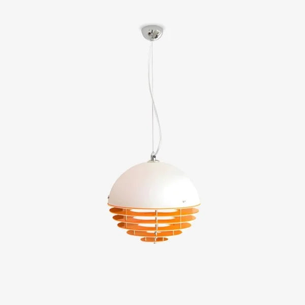 Sunset Bauhaus Pendant Light – Modern Glass & Acrylic Globe Ceiling Light for Living Room, Bedroom & Dining, Orange & White