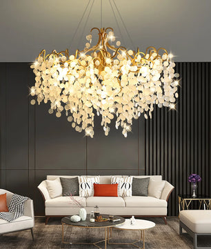 Shiro Noda Round Chandelier – Modern Brass & Glass Globe Ceiling Light for Dining Room