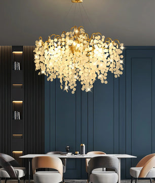 Shiro Noda Round Chandelier – Modern Brass & Glass Globe Ceiling Light for Dining Room
