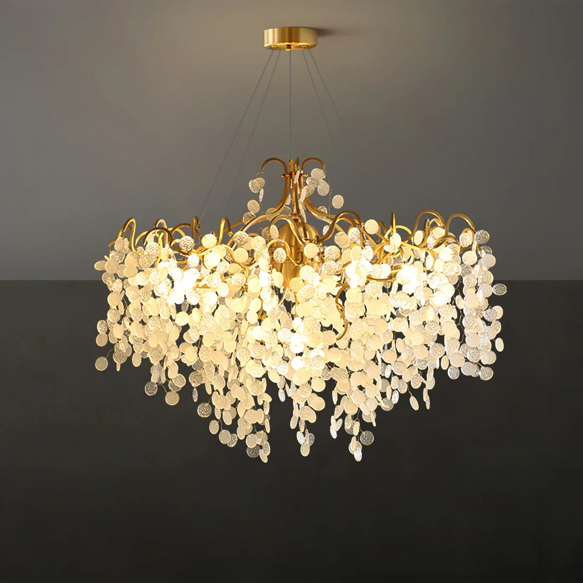 Shiro Noda Round Chandelier – Modern Brass & Glass Globe Ceiling Light for Dining Room