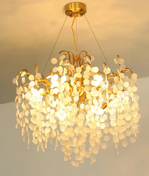 Shiro Noda Round Chandelier – Modern Brass & Glass Globe Ceiling Light for Dining Room
